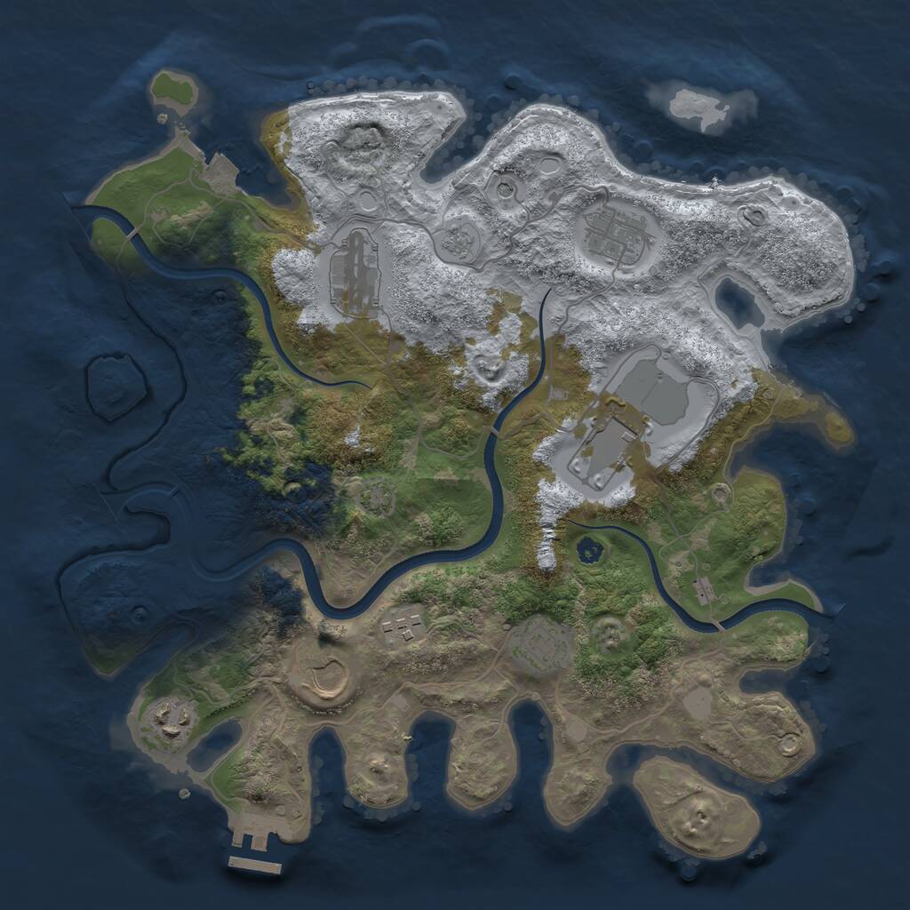 Rust Map: Procedural Map, Size: 3500, Seed: 106915, 12 Monuments