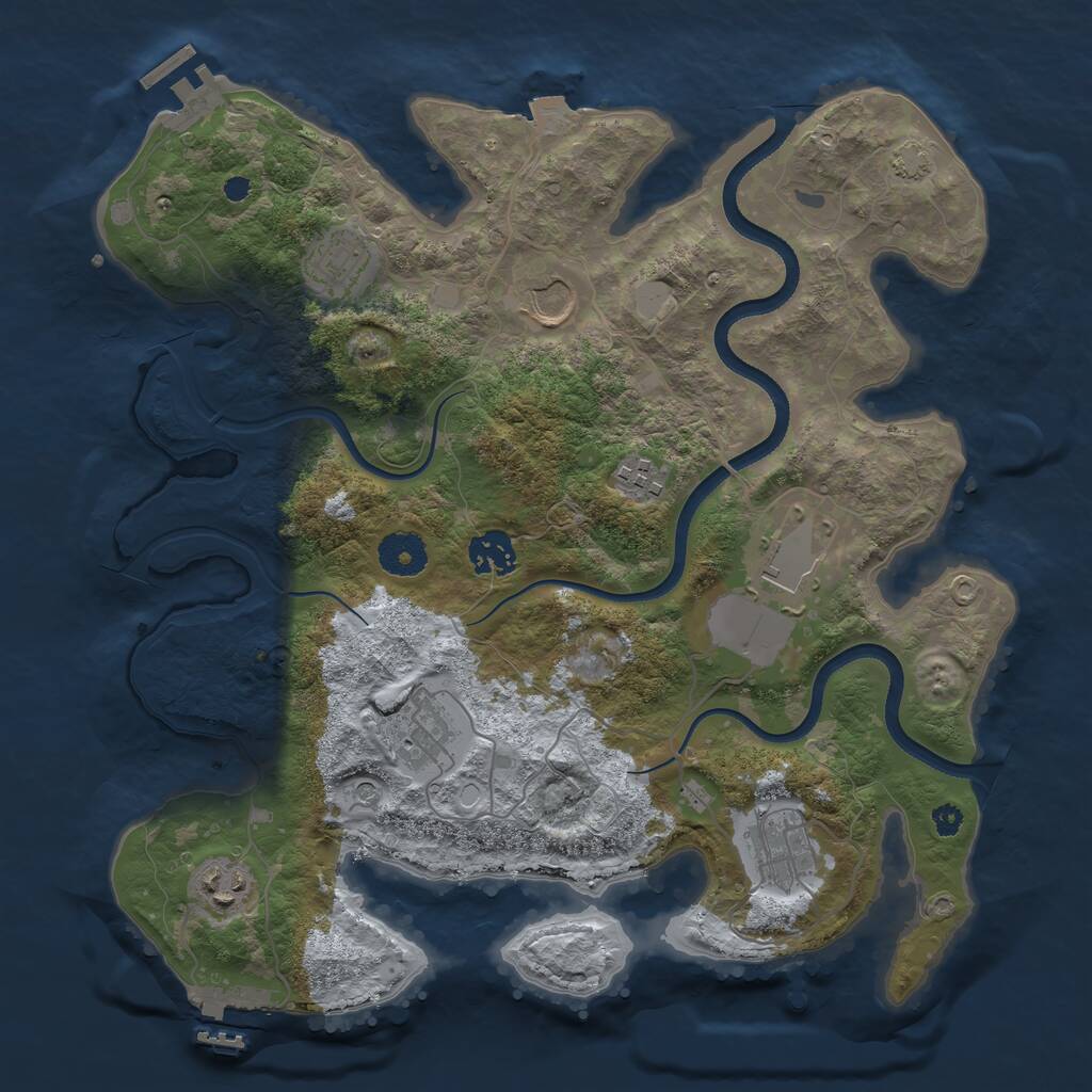 Rust Map: Procedural Map, Size: 3500, Seed: 2130678325, 13 Monuments