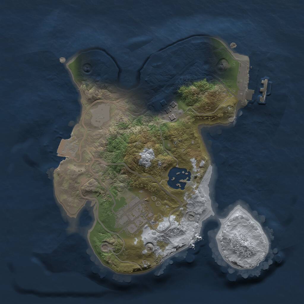 Rust Map: Procedural Map, Size: 2000, Seed: 28345, 5 Monuments