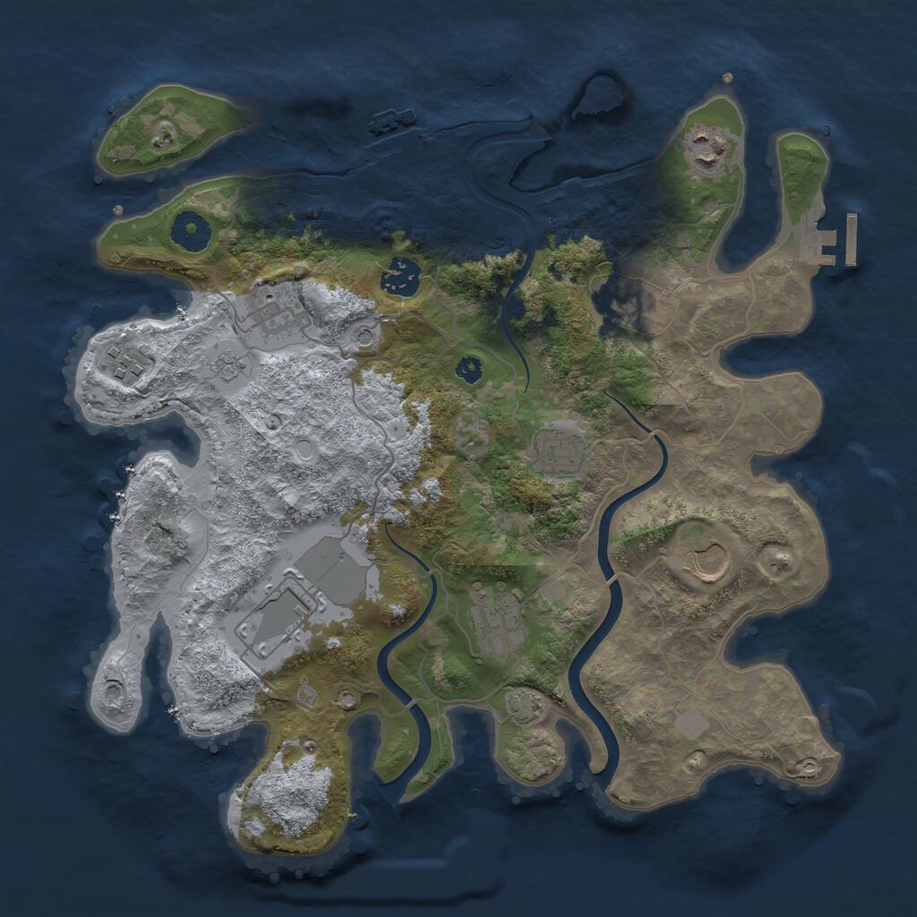 Rust Map: Procedural Map, Size: 3500, Seed: 545781, 15 Monuments