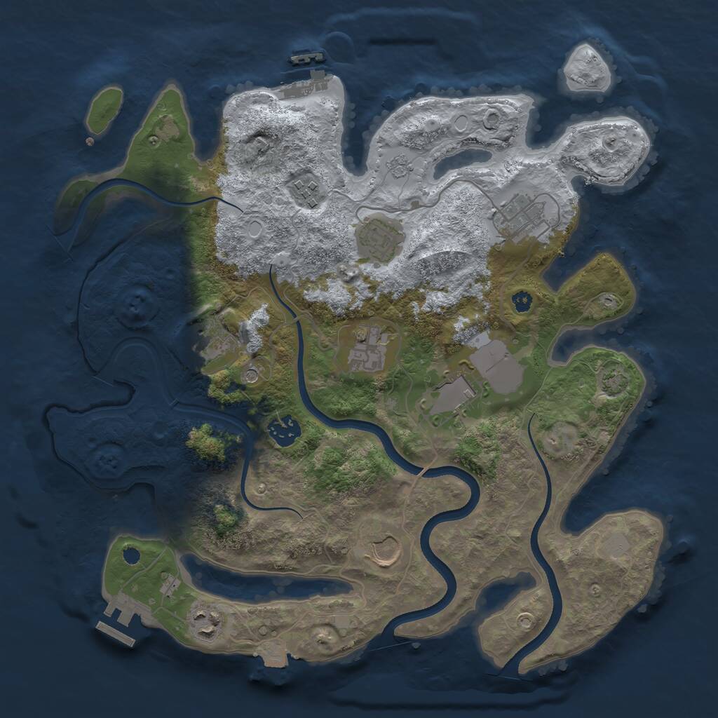 Rust Map: Procedural Map, Size: 3500, Seed: 233023, 15 Monuments