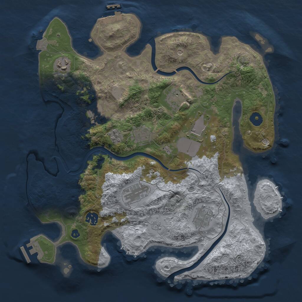 Rust Map: Procedural Map, Size: 3500, Seed: 539196134, 15 Monuments