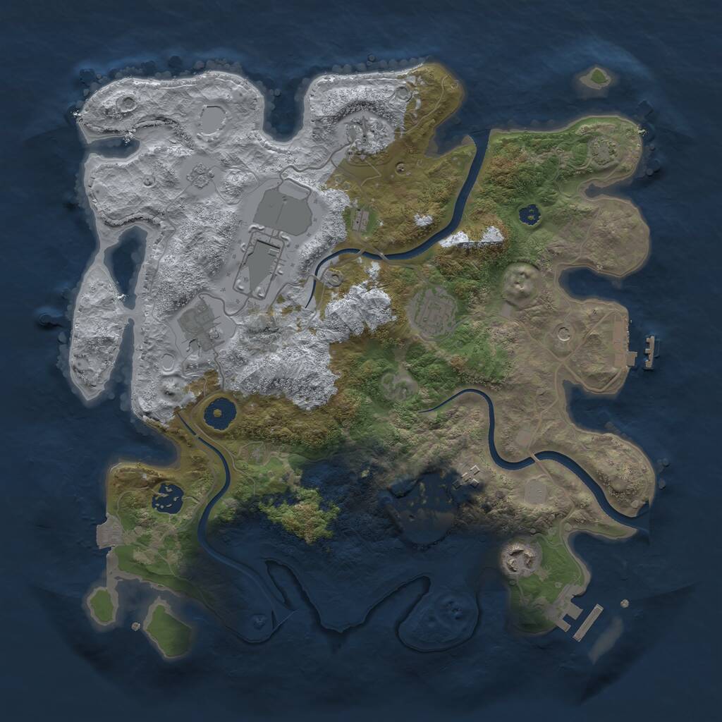 Rust Map: Procedural Map, Size: 3500, Seed: 368735, 14 Monuments