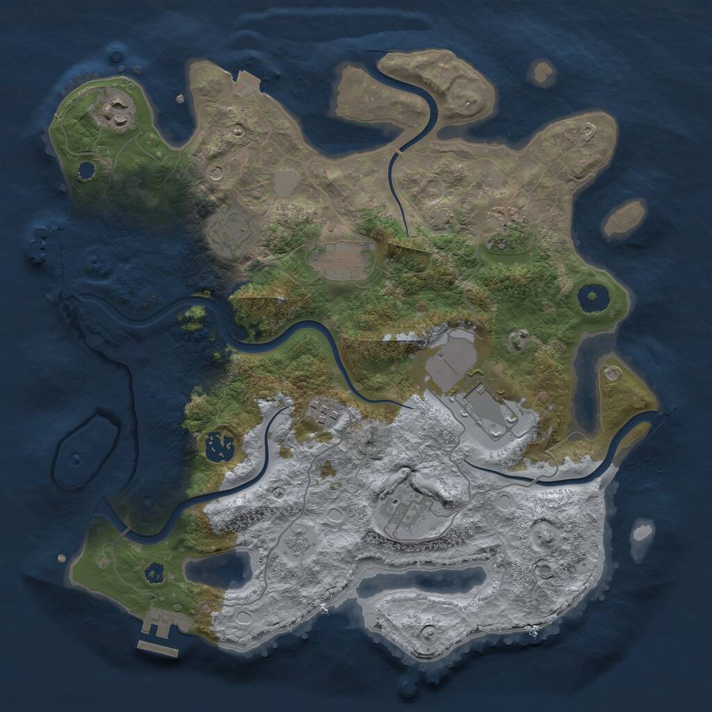 Rust Map: Procedural Map, Size: 3500, Seed: 1794034131, 14 Monuments