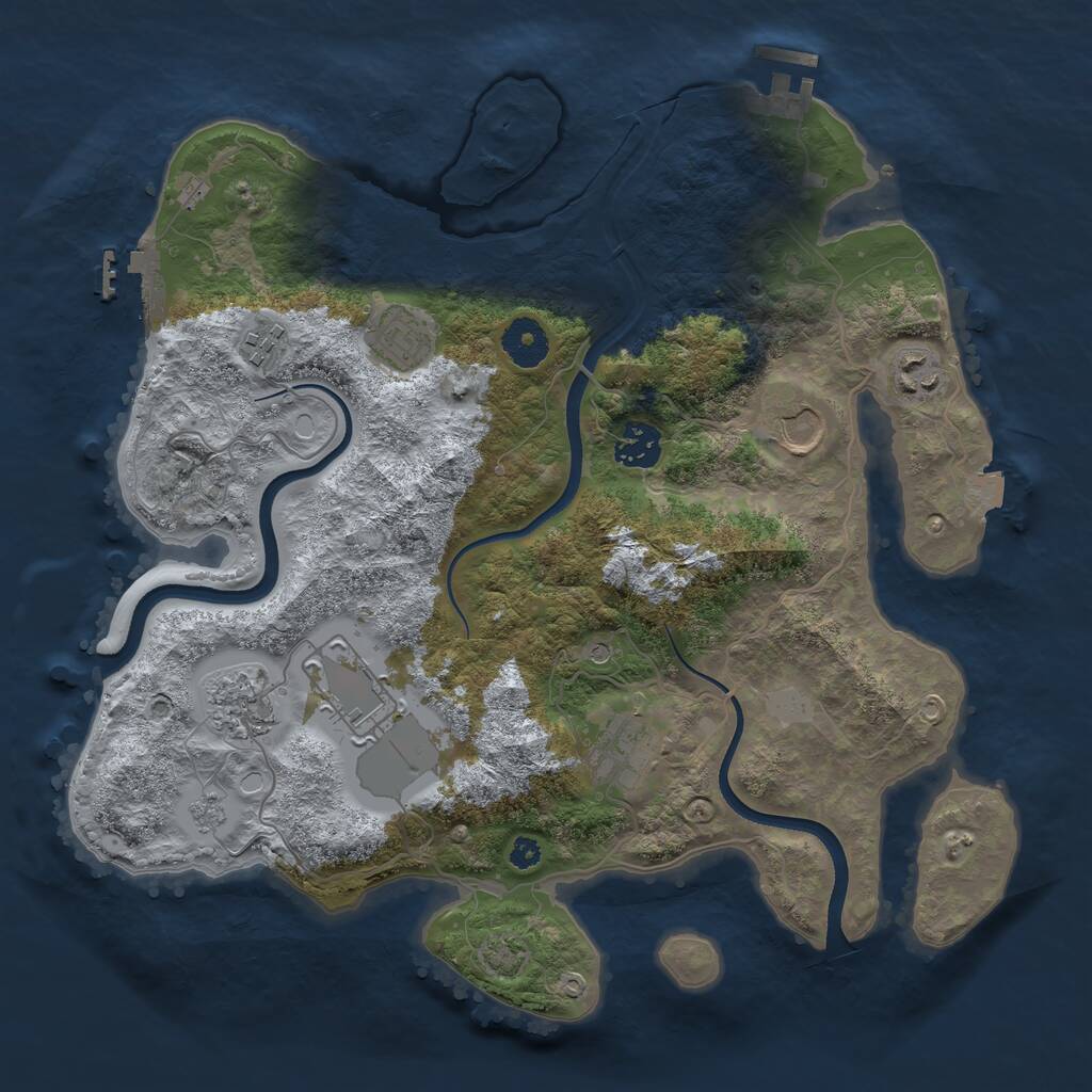 Rust Map: Procedural Map, Size: 3500, Seed: 155919, 14 Monuments