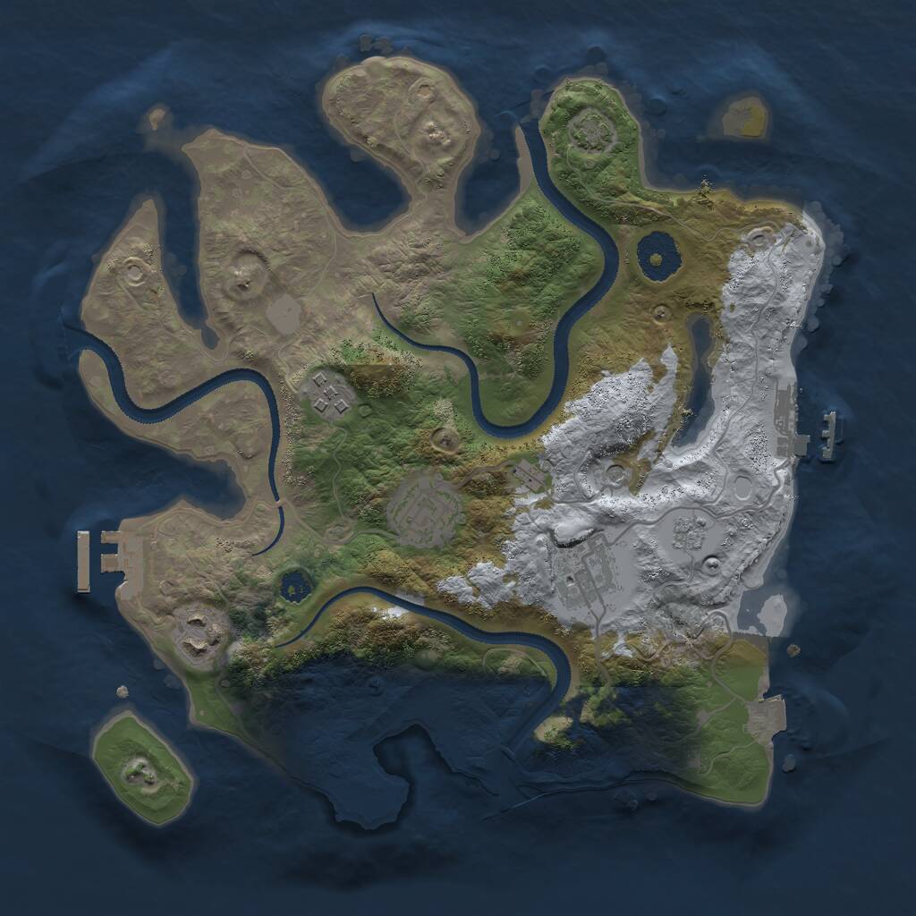 Rust Map: Procedural Map, Size: 3000, Seed: 36787, 10 Monuments