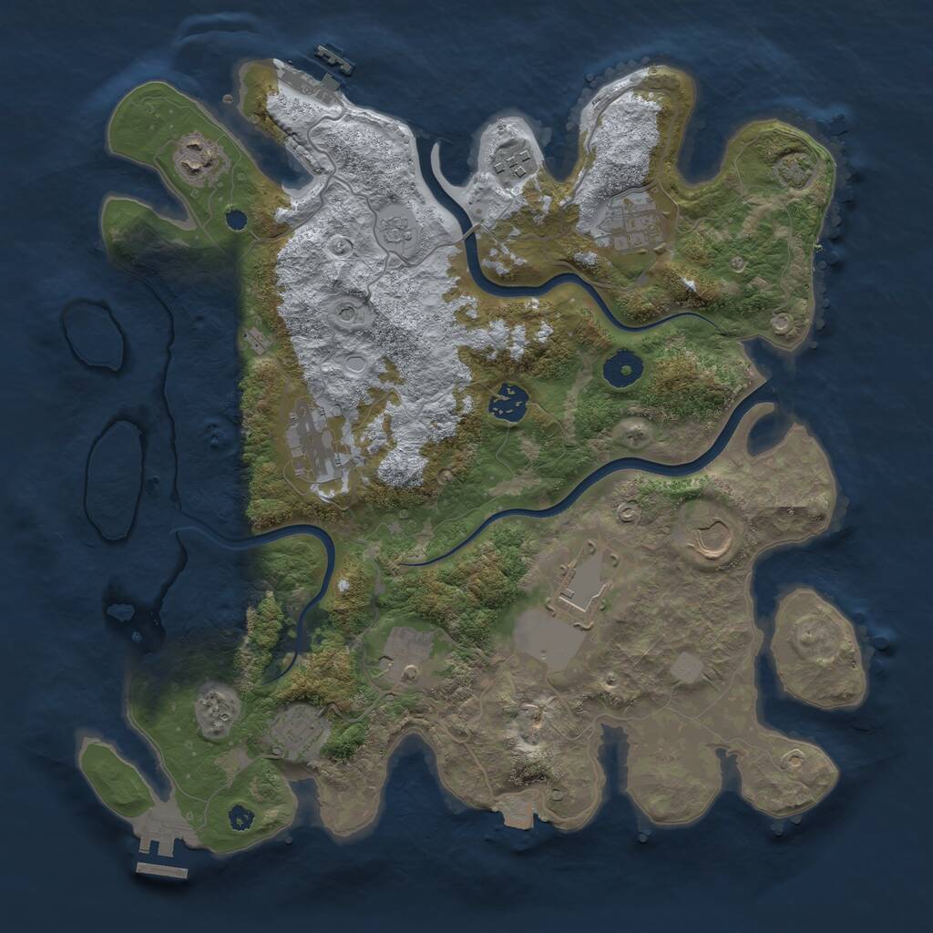 Rust Map: Procedural Map, Size: 3700, Seed: 1495941128, 15 Monuments
