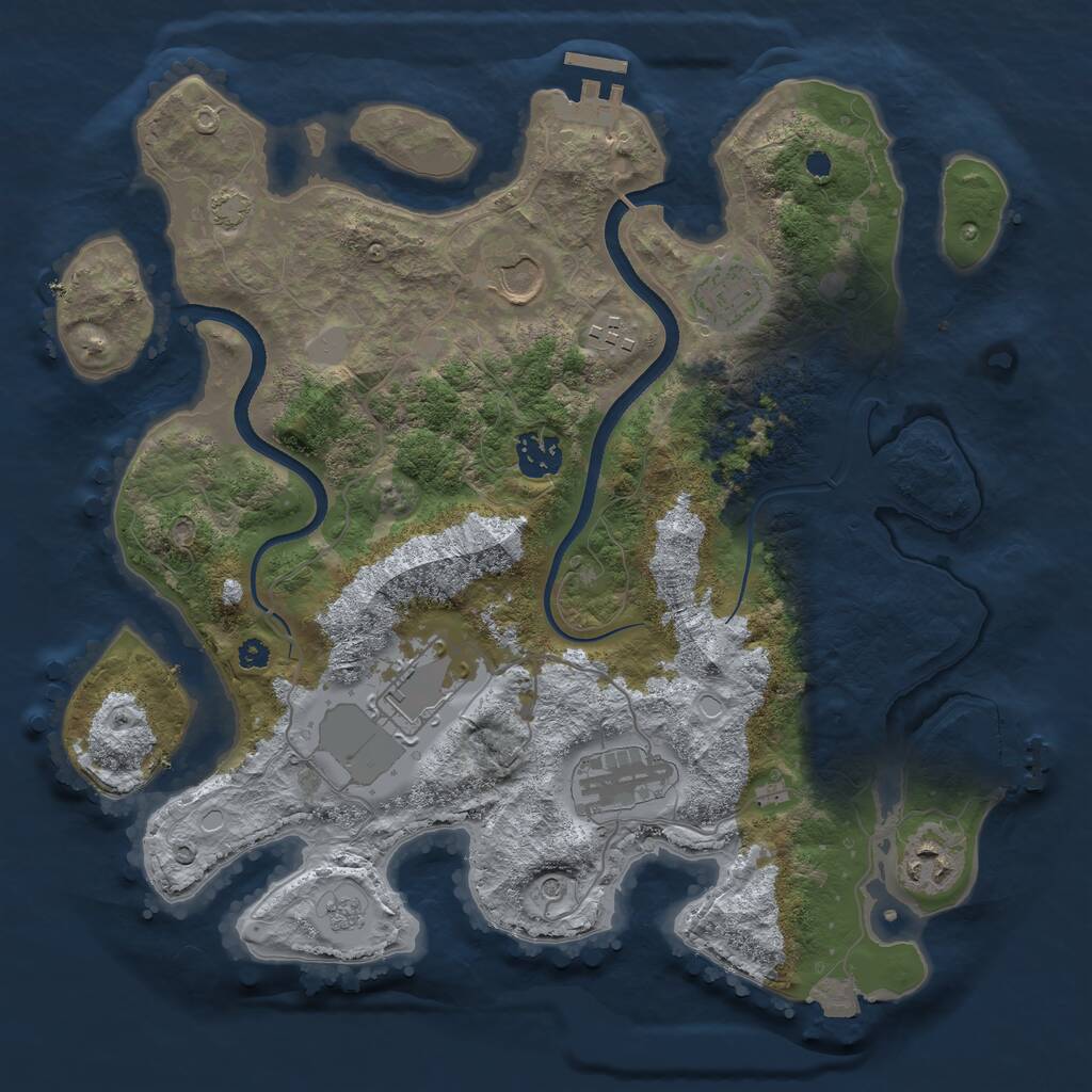 Rust Map: Procedural Map, Size: 3500, Seed: 866255391, 13 Monuments