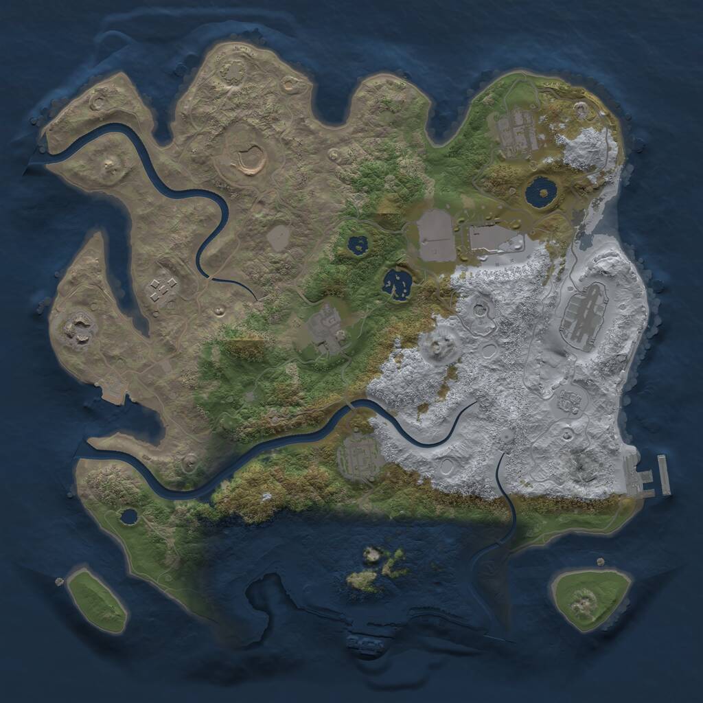 Rust Map: Procedural Map, Size: 3500, Seed: 36787, 15 Monuments