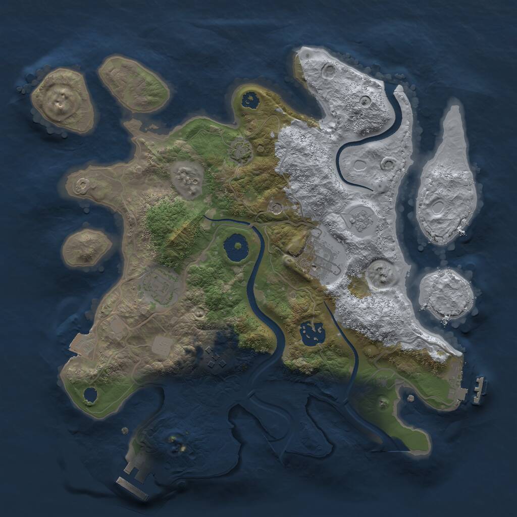 Rust Map: Procedural Map, Size: 3000, Seed: 378793338, 10 Monuments