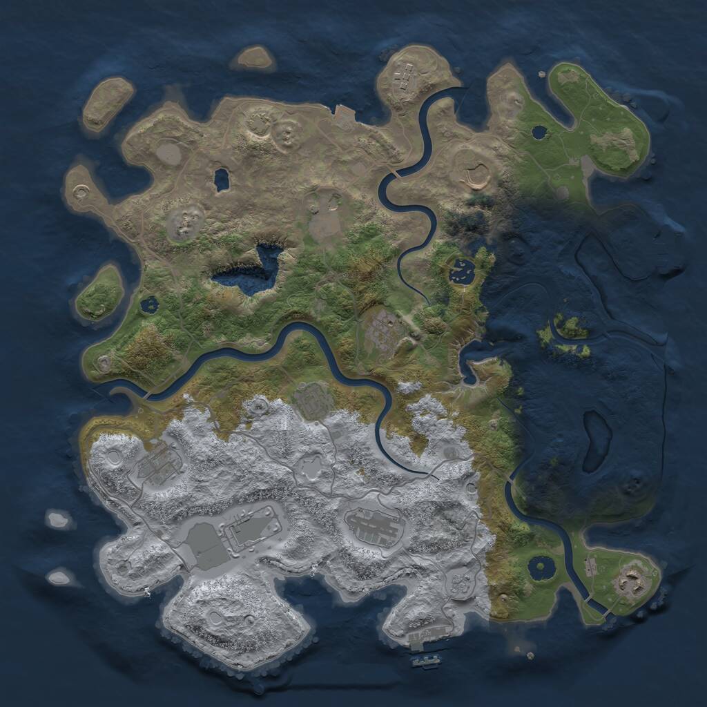 Rust Map: Procedural Map, Size: 4050, Seed: 1152419625, 16 Monuments