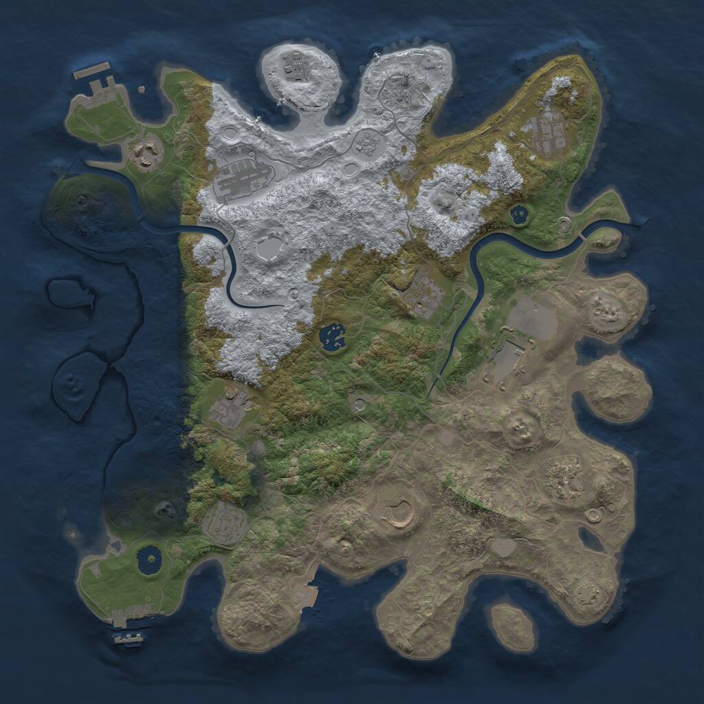 Rust Map: Procedural Map, Size: 3850, Seed: 767726664, 17 Monuments