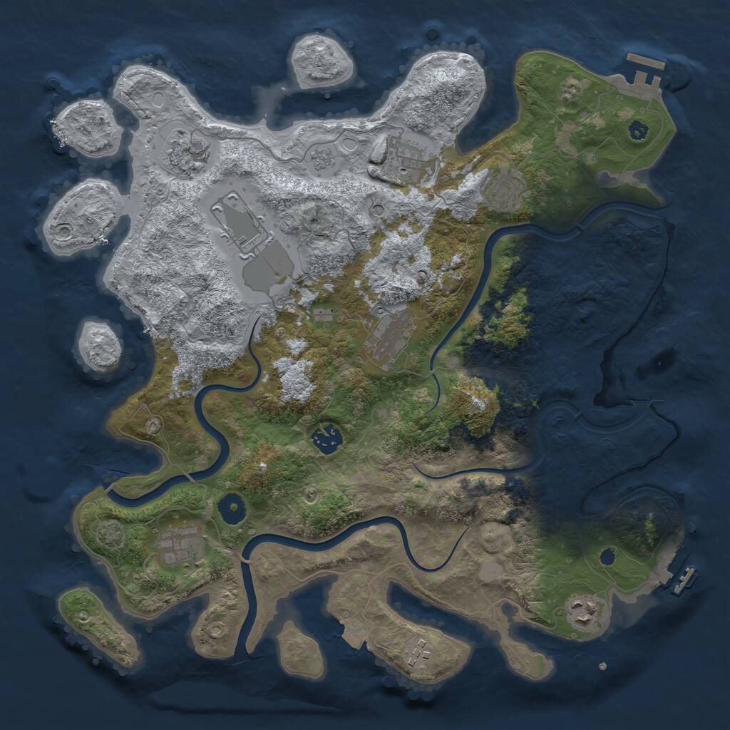 Rust Map: Procedural Map, Size: 3800, Seed: 1711254758, 15 Monuments