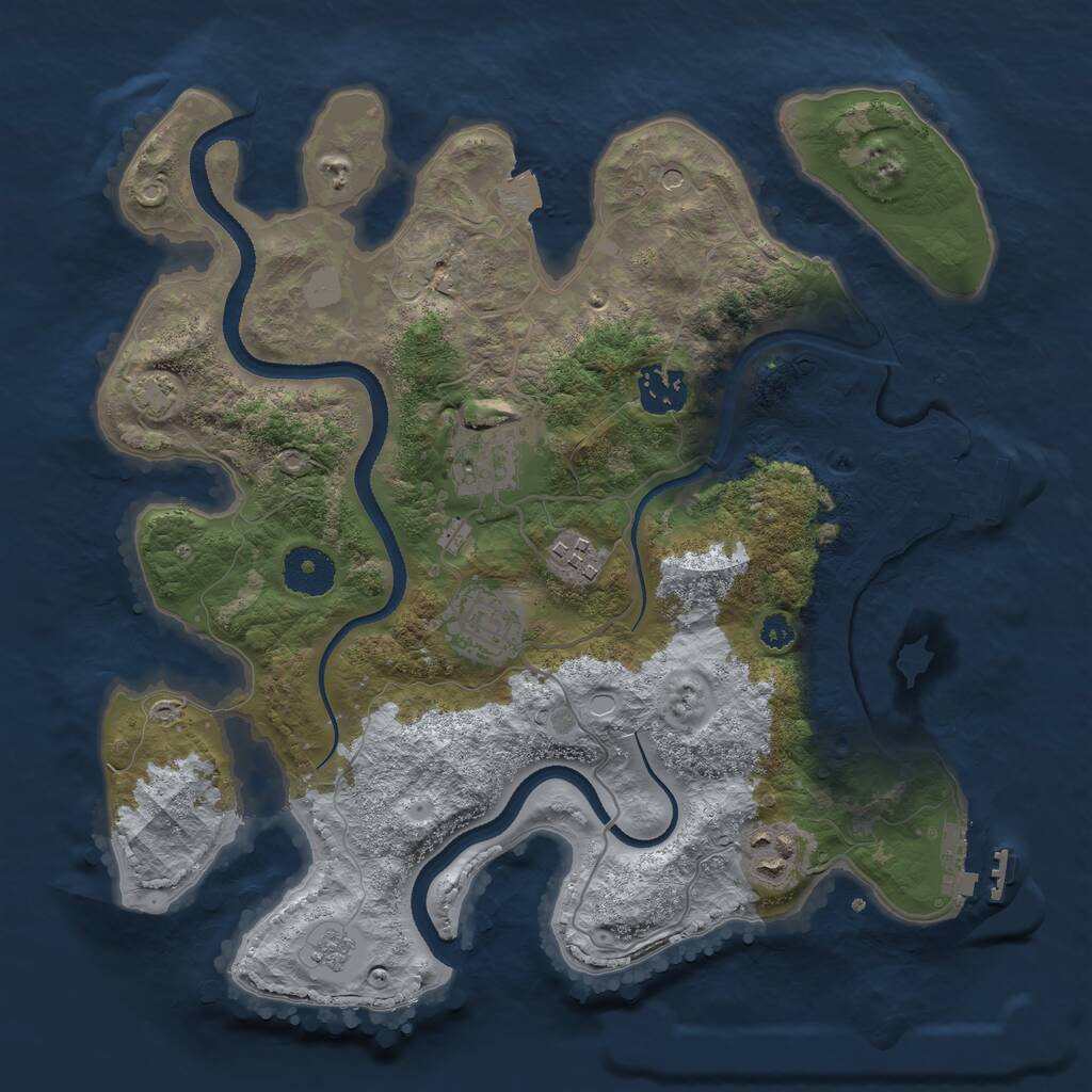 Rust Map: Procedural Map, Size: 3250, Seed: 1192731076, 11 Monuments