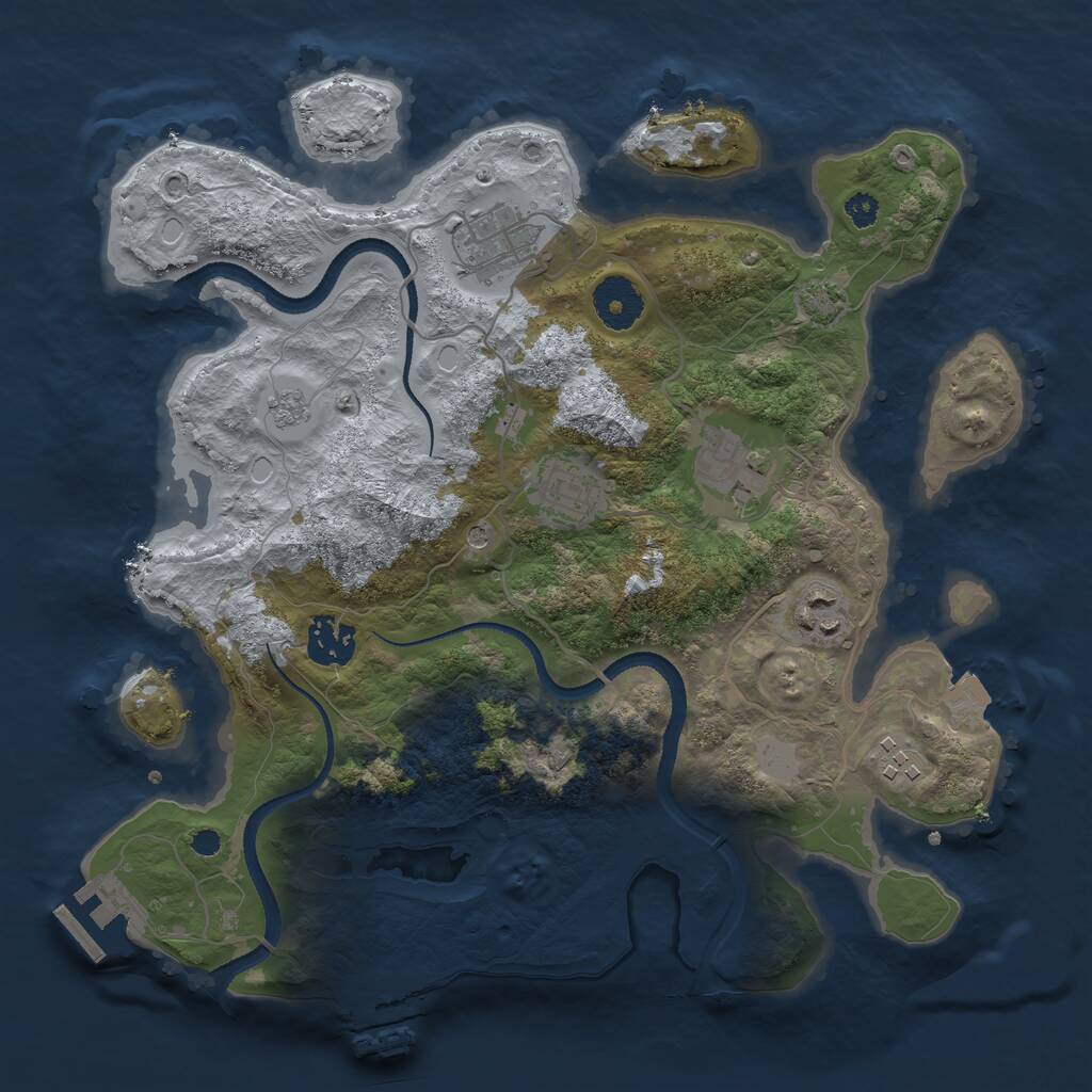 Rust Map: Procedural Map, Size: 3250, Seed: 731060865, 12 Monuments