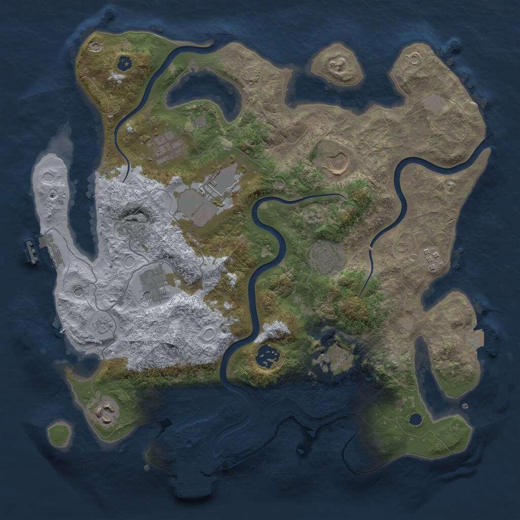 Rust Map: Procedural Map, Size: 3500, Seed: 1575400146, 15 Monuments