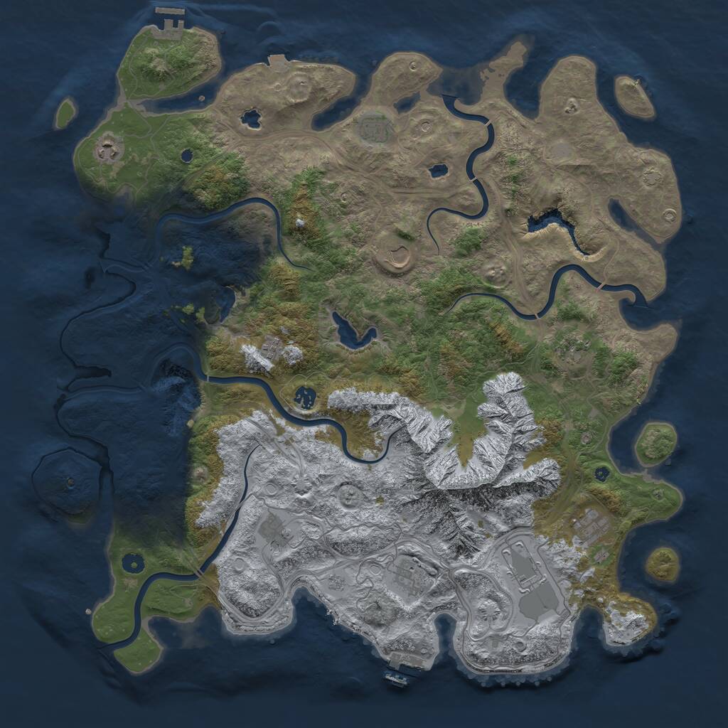 Rust Map: Procedural Map, Size: 5000, Seed: 1725473914, 16 Monuments