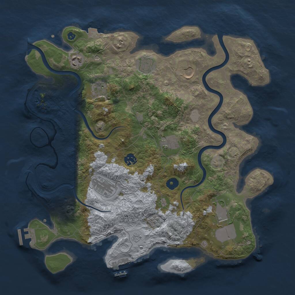 Rust Map: Procedural Map, Size: 3750, Seed: 1103074783, 15 Monuments