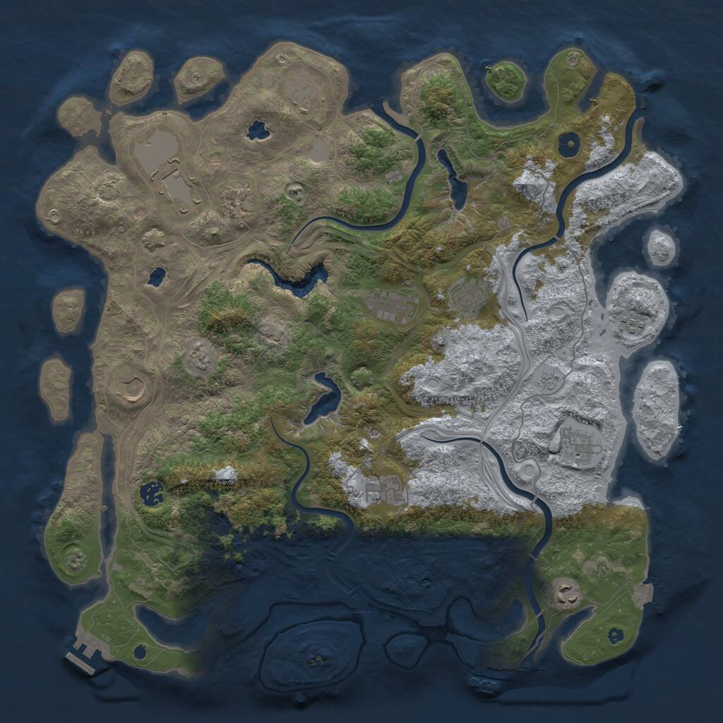 Rust Map: Procedural Map, Size: 4500, Seed: 967698847, 17 Monuments