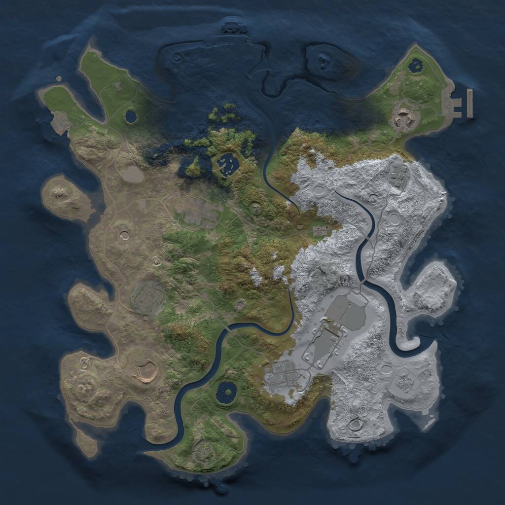 Rust Map: Procedural Map, Size: 3500, Seed: 6566685, 14 Monuments