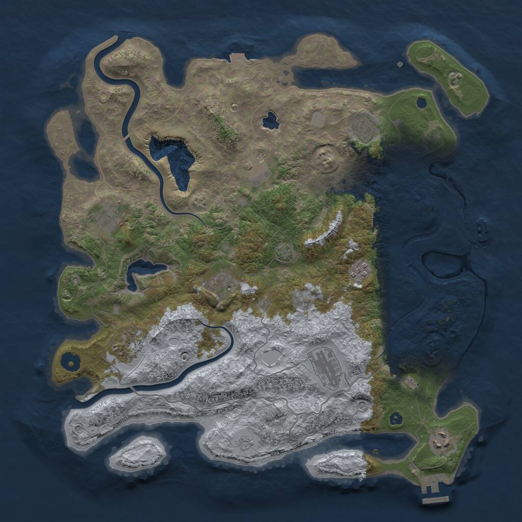 Rust Map: Procedural Map, Size: 4000, Seed: 1645844314, 14 Monuments