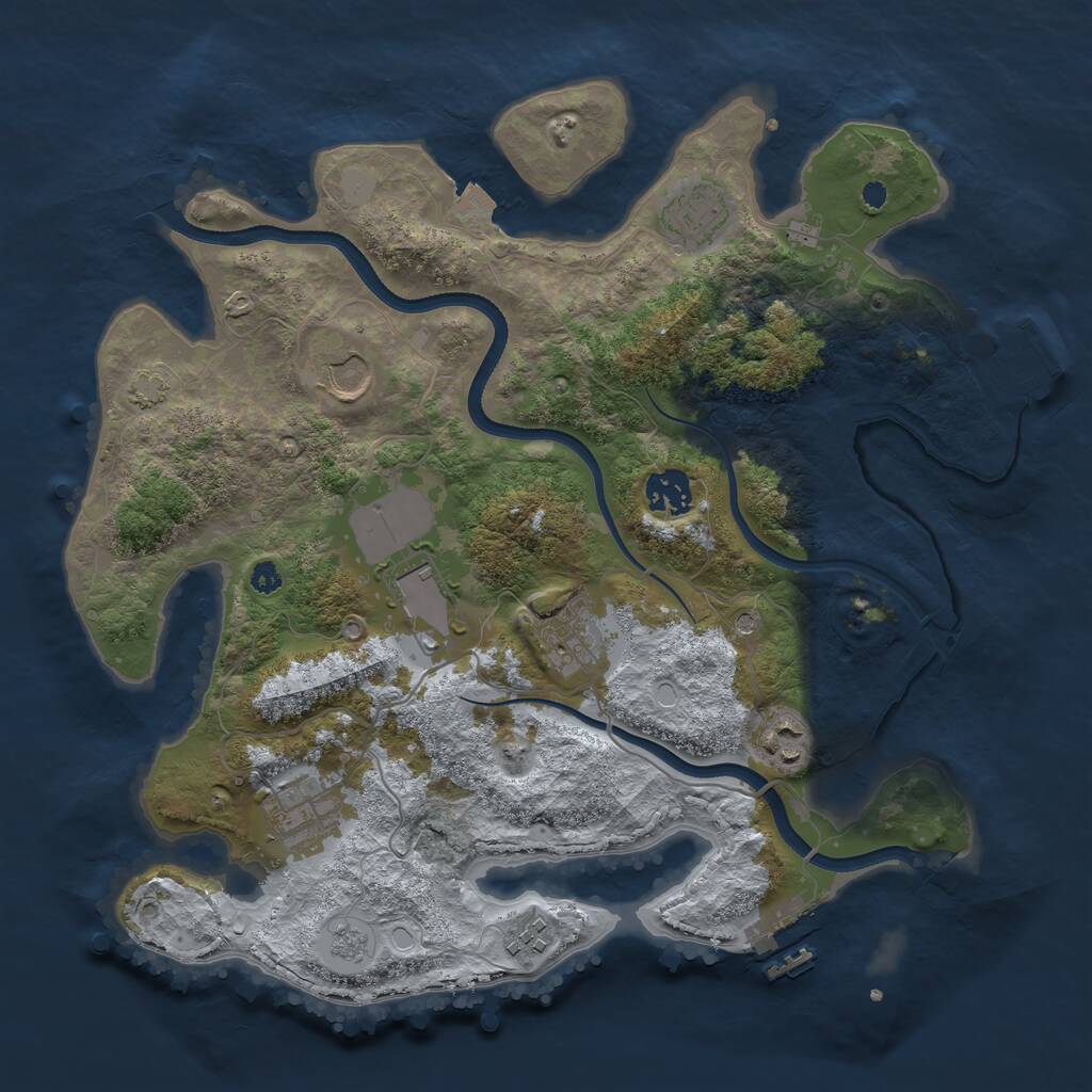 Rust Map: Procedural Map, Size: 3500, Seed: 893825, 14 Monuments