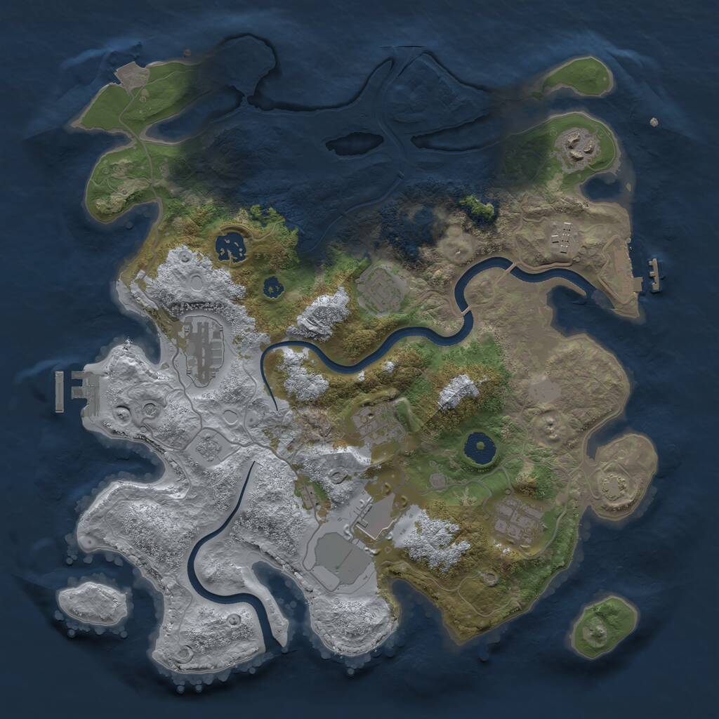 Rust Map: Procedural Map, Size: 3500, Seed: 412956, 14 Monuments