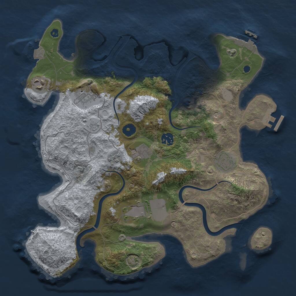 Rust Map: Procedural Map, Size: 3500, Seed: 716378, 13 Monuments