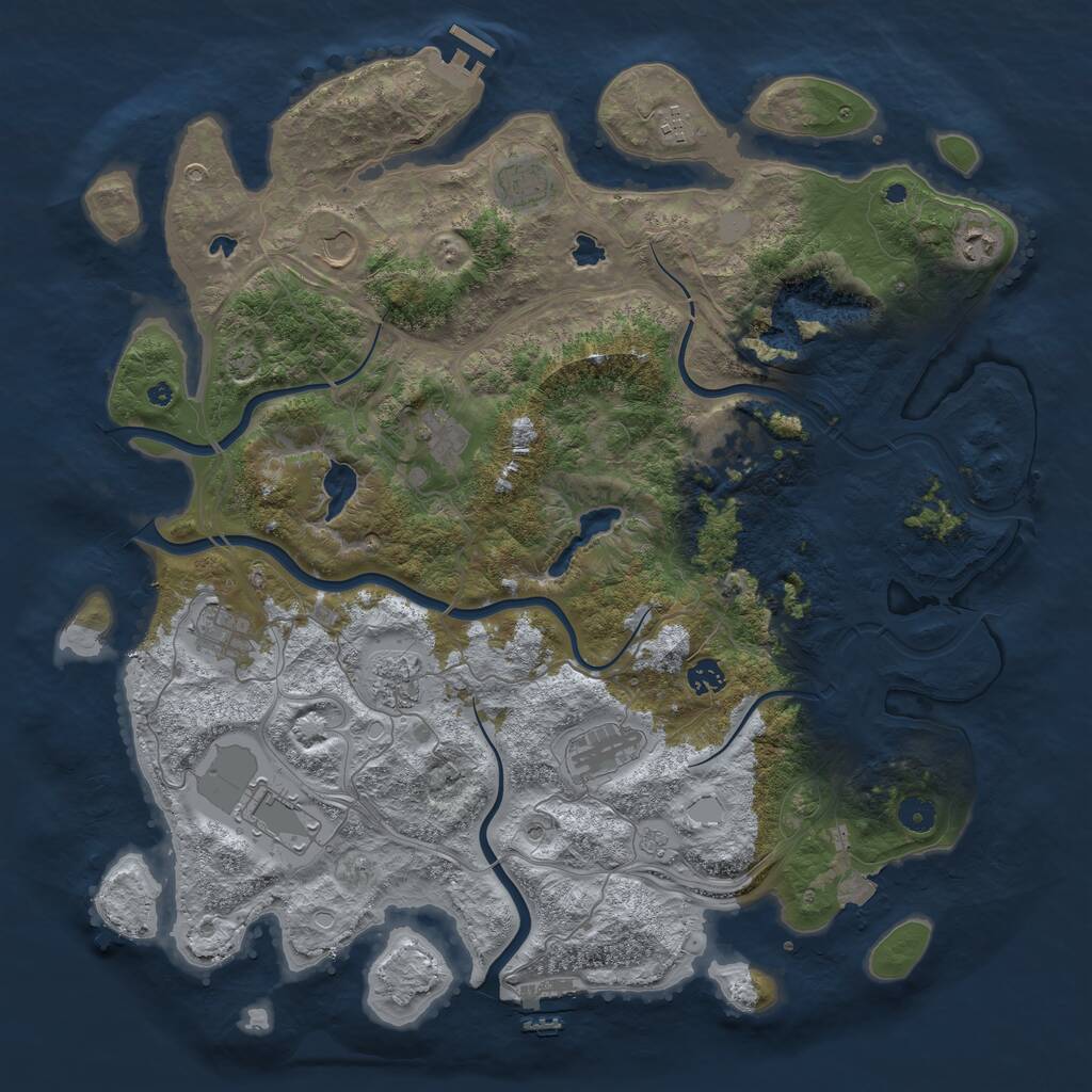 Rust Map: Procedural Map, Size: 4500, Seed: 69785720, 17 Monuments