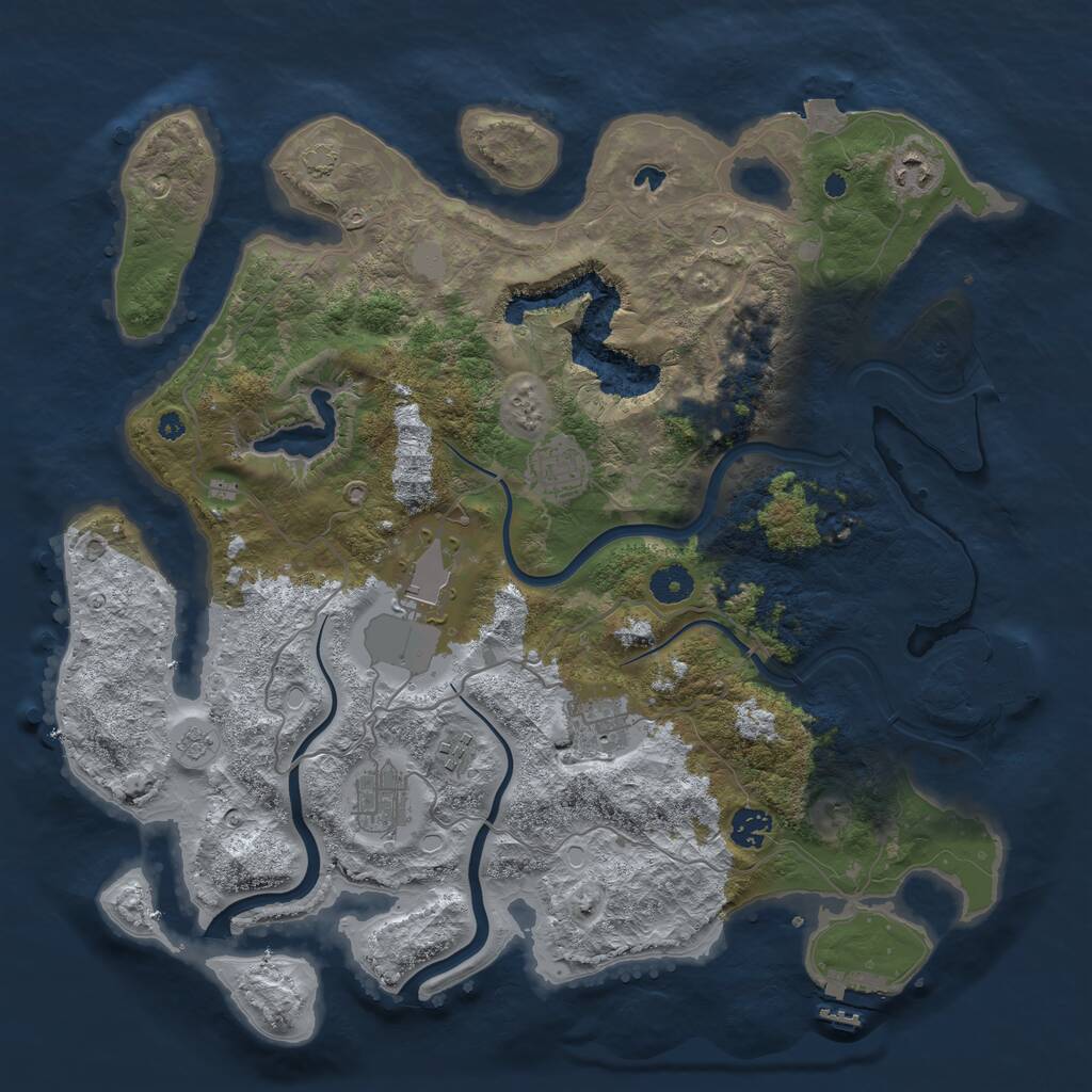 Rust Map: Procedural Map, Size: 4000, Seed: 249674, 13 Monuments
