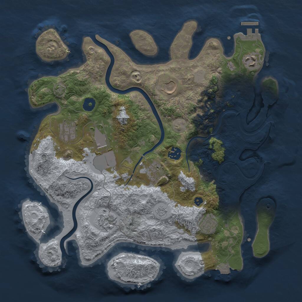 Rust Map: Procedural Map, Size: 3500, Seed: 799542, 14 Monuments