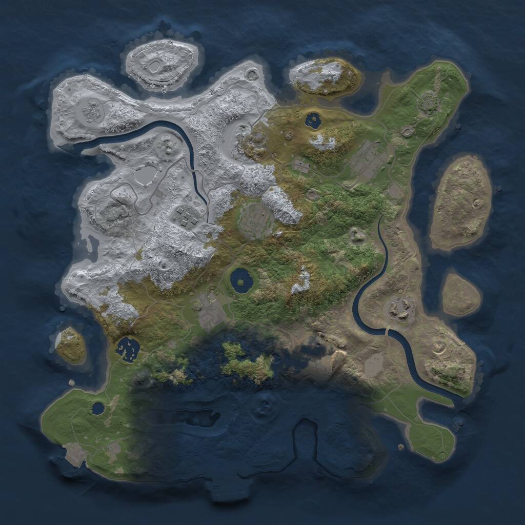 Rust Map: Procedural Map, Size: 3350, Seed: 731060865, 13 Monuments