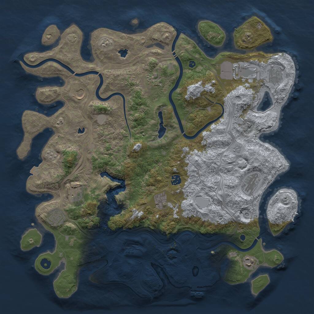Rust Map: Procedural Map, Size: 4500, Seed: 376390, 16 Monuments