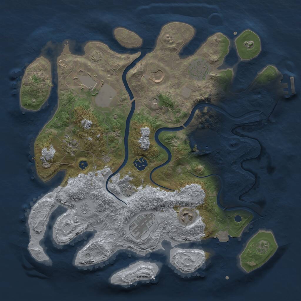 Rust Map: Procedural Map, Size: 3500, Seed: 490568, 14 Monuments