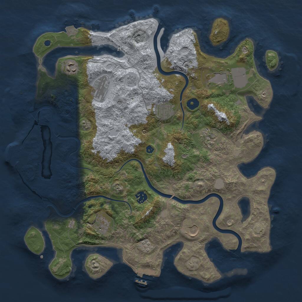 Rust Map: Procedural Map, Size: 3900, Seed: 123456789, 15 Monuments