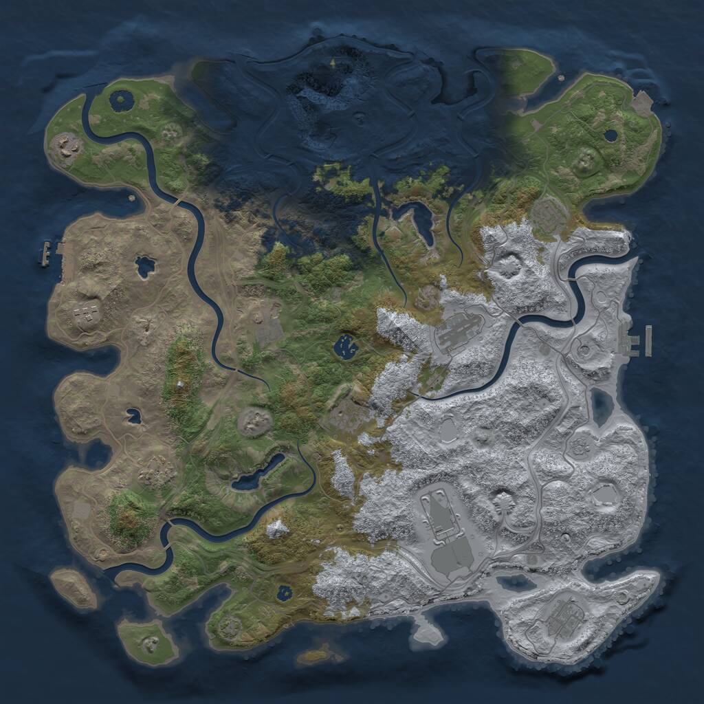 Rust Map: Procedural Map, Size: 4500, Seed: 511593165, 16 Monuments