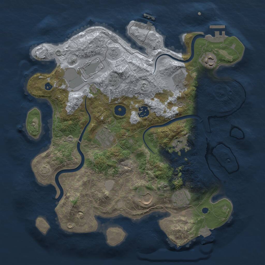 Rust Map: Procedural Map, Size: 3500, Seed: 410521, 15 Monuments