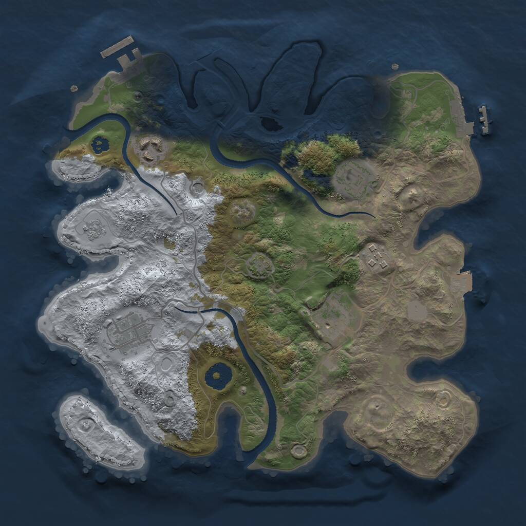 Rust Map: Procedural Map, Size: 3000, Seed: 1339746906, 11 Monuments