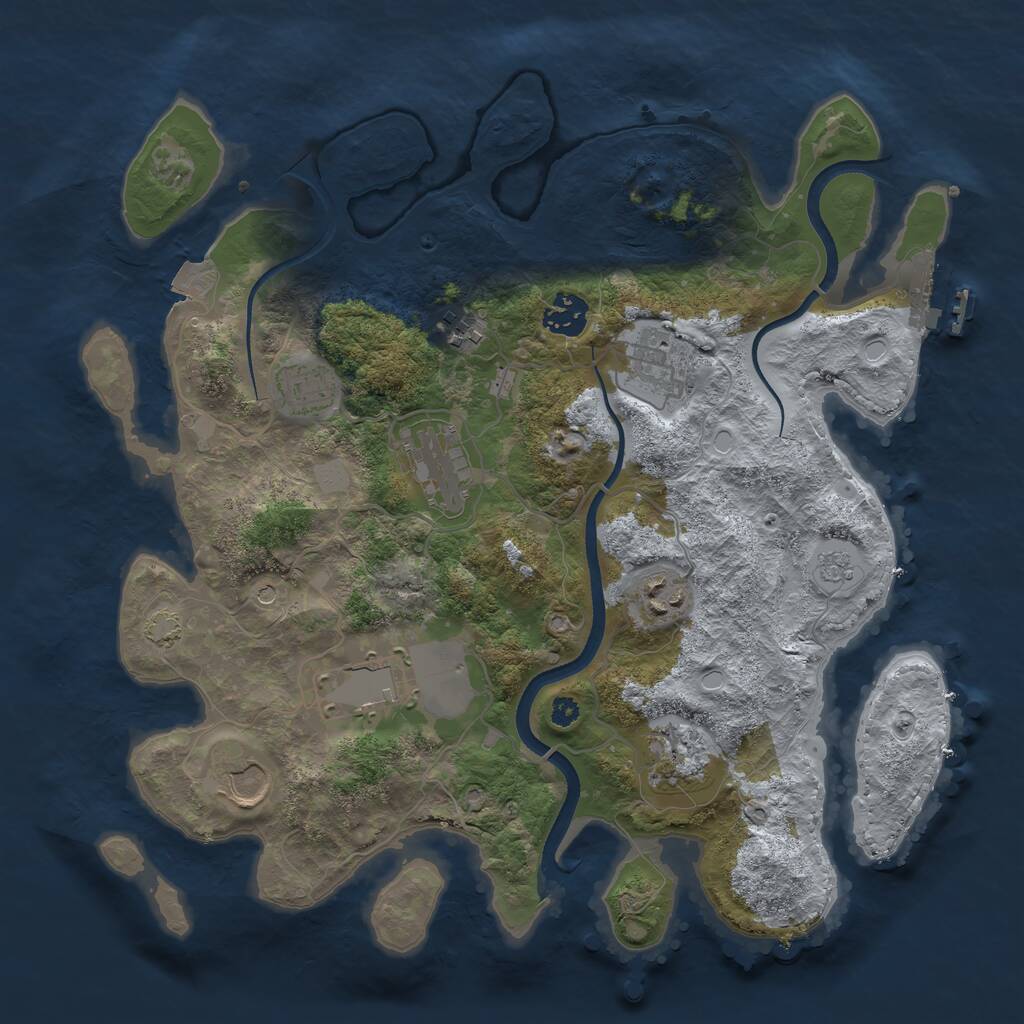 Rust Map: Procedural Map, Size: 3500, Seed: 171006530, 14 Monuments