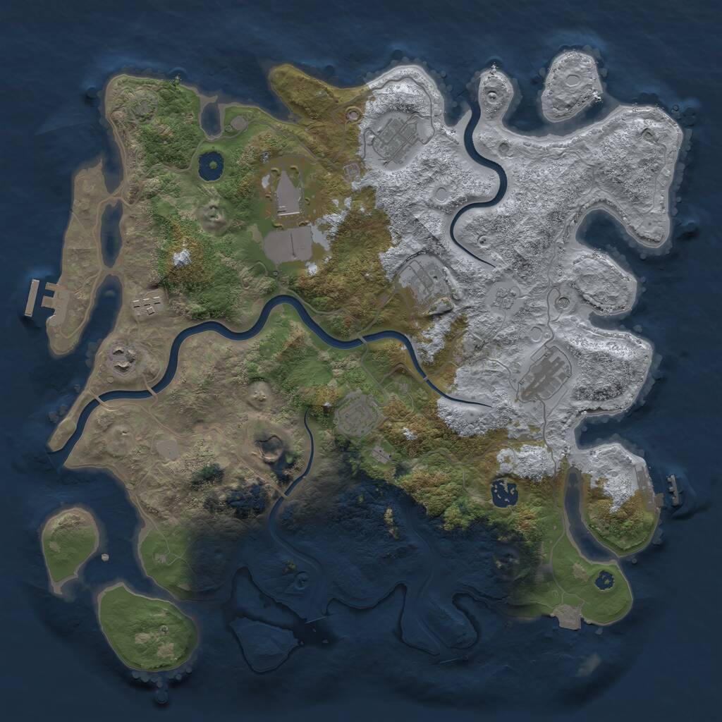 Rust Map: Procedural Map, Size: 3900, Seed: 812993559, 15 Monuments