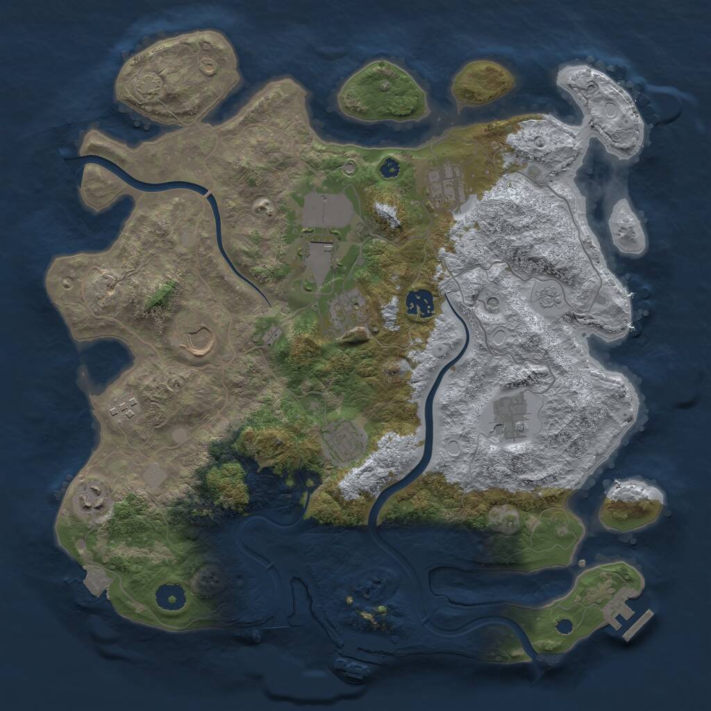 Rust Map: Procedural Map, Size: 3700, Seed: 1802207606, 15 Monuments