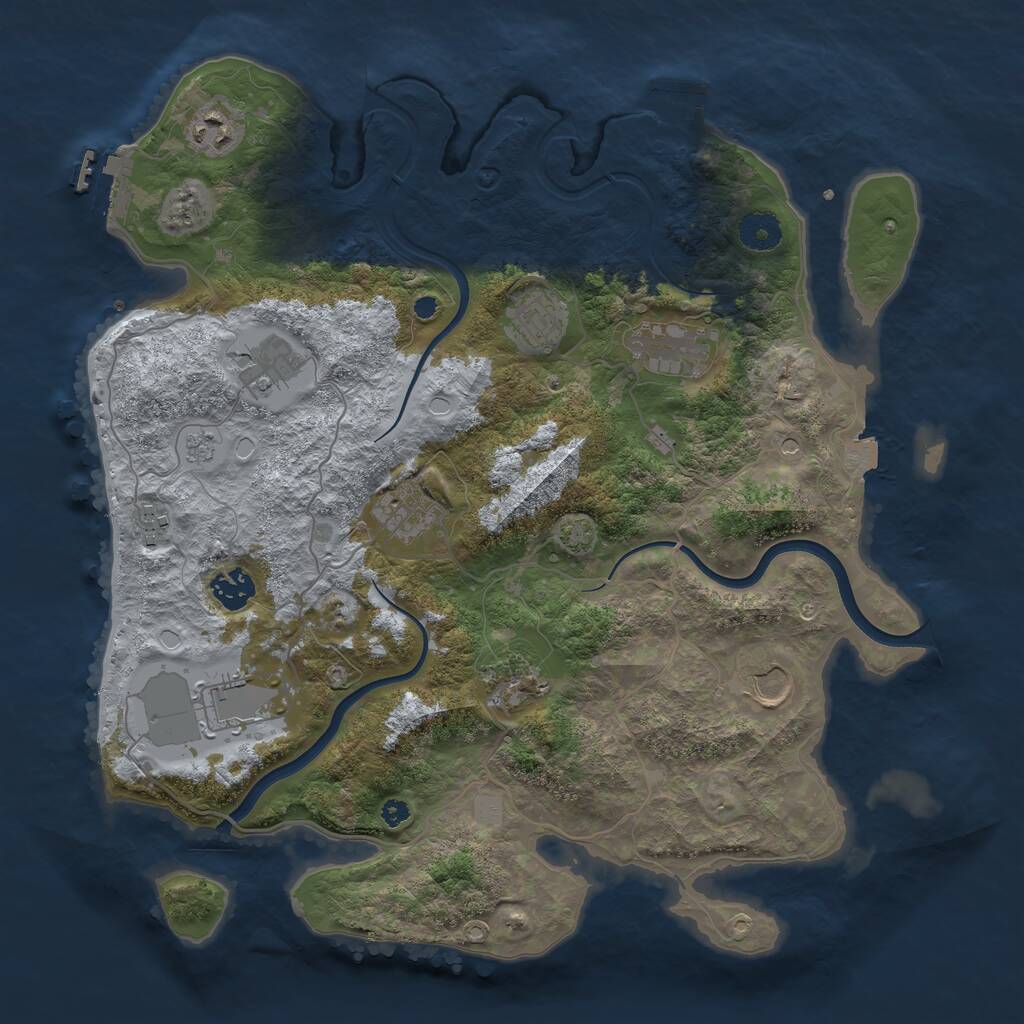 Rust Map: Procedural Map, Size: 3750, Seed: 1339491943, 16 Monuments