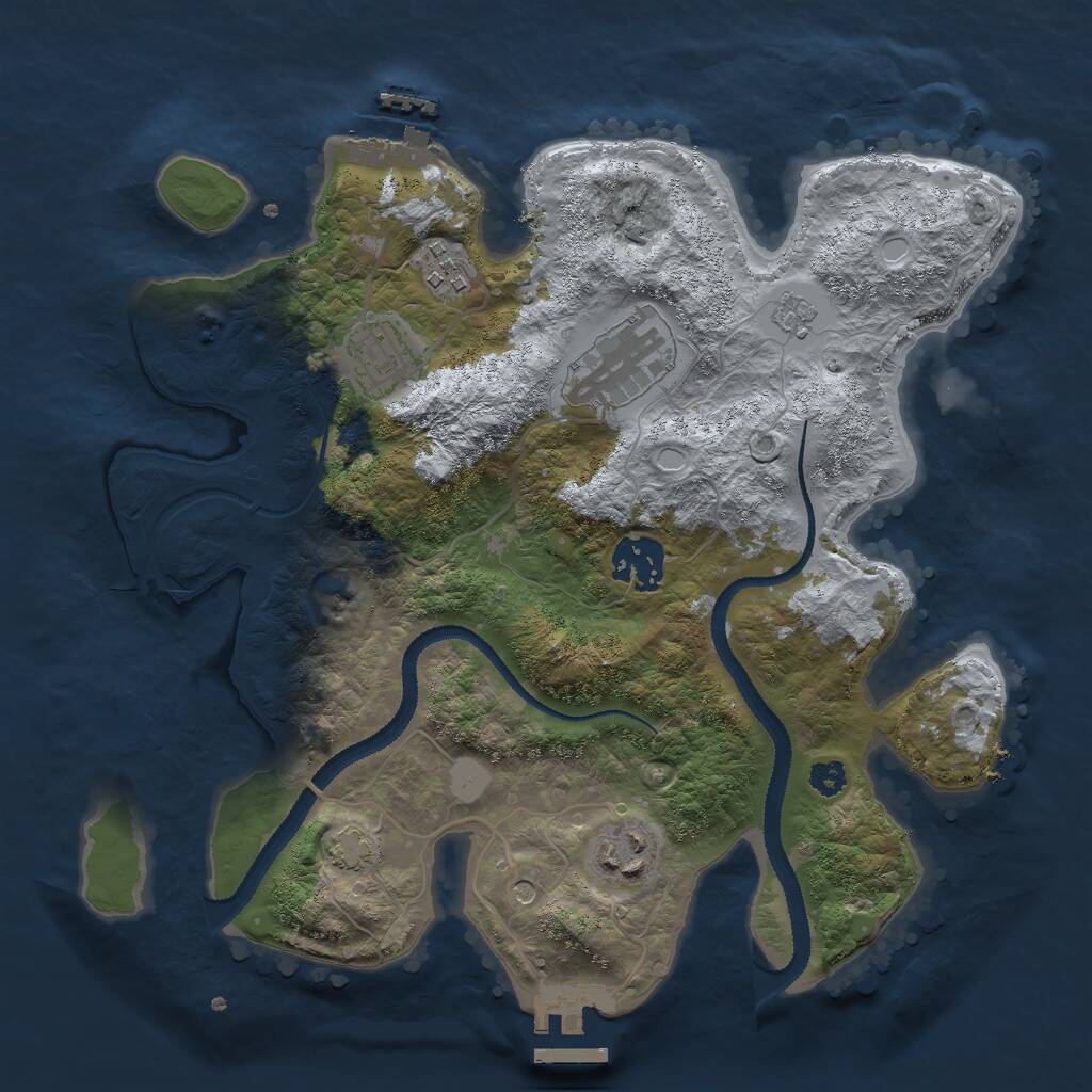 Rust Map: Procedural Map, Size: 3000, Seed: 377050317, 11 Monuments