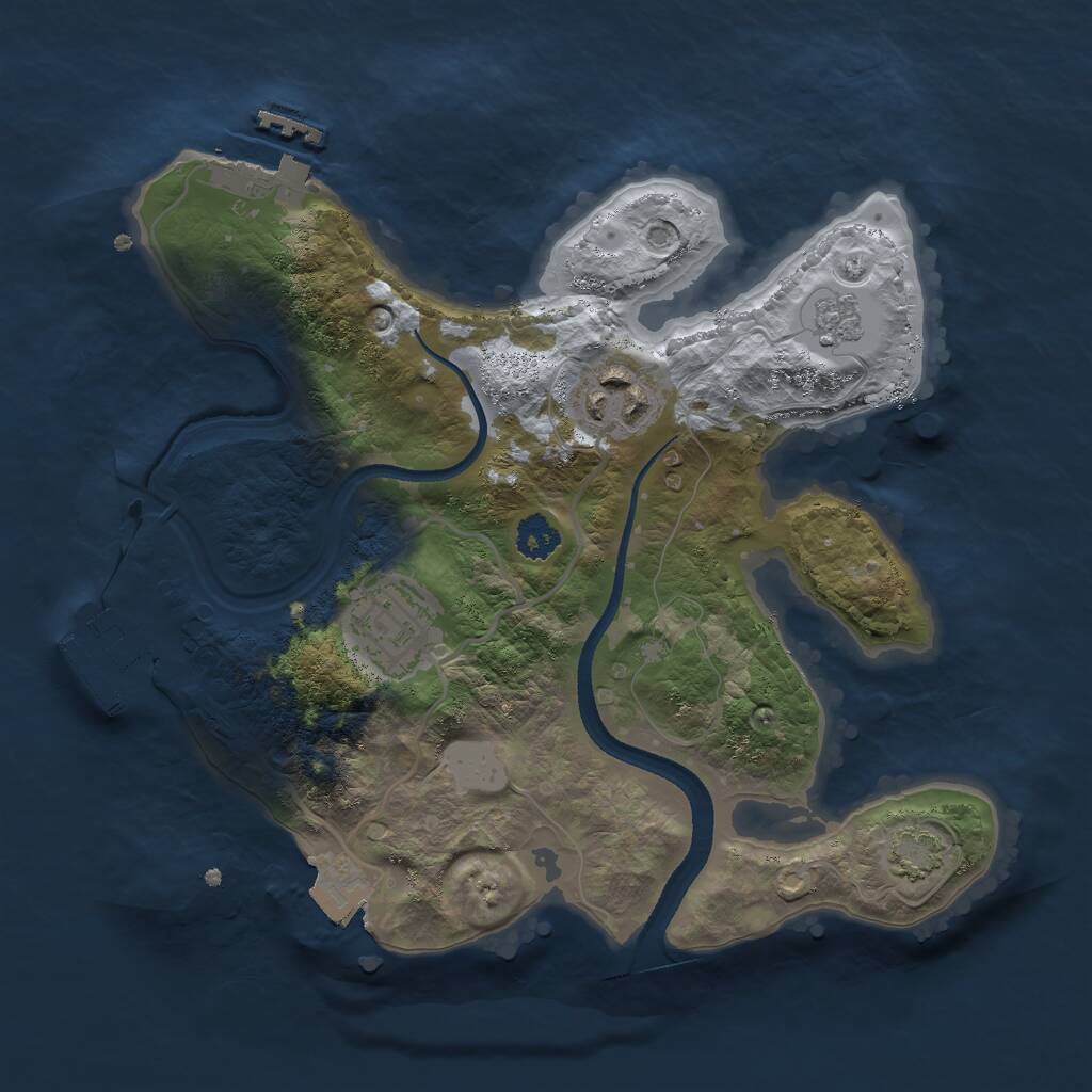 Rust Map: Procedural Map, Size: 2500, Seed: 526536405, 7 Monuments