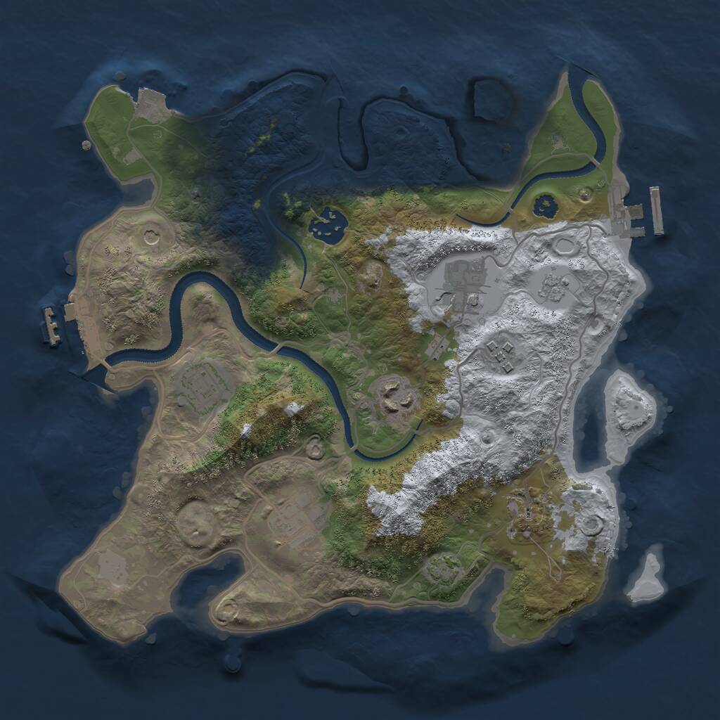 Rust Map: Procedural Map, Size: 3000, Seed: 839098093, 13 Monuments