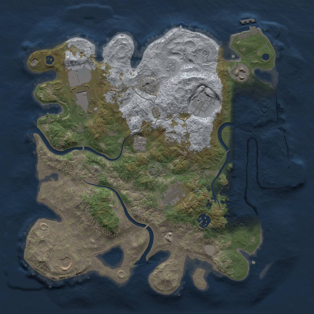 Rust Map: Procedural Map, Size: 3500, Seed: 418987015, 14 Monuments