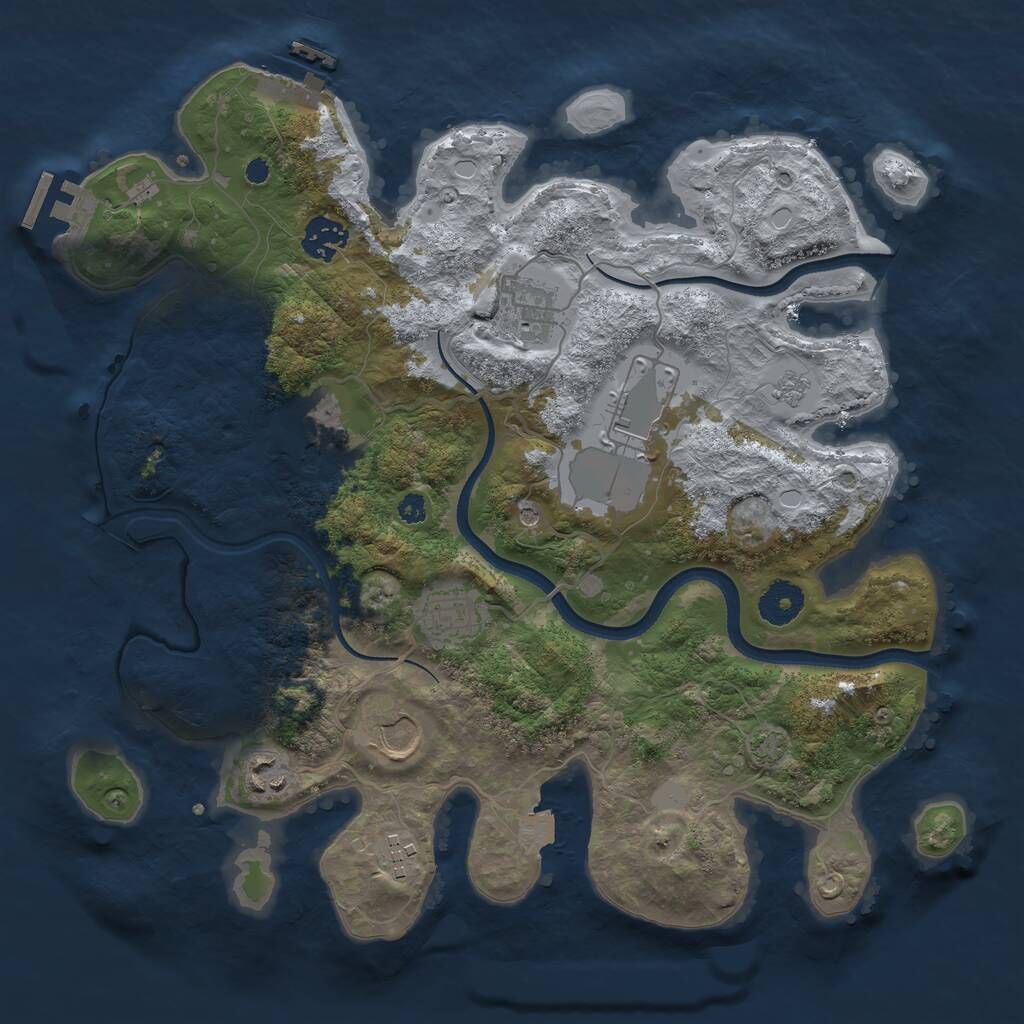 Rust Map: Procedural Map, Size: 3500, Seed: 98712, 14 Monuments