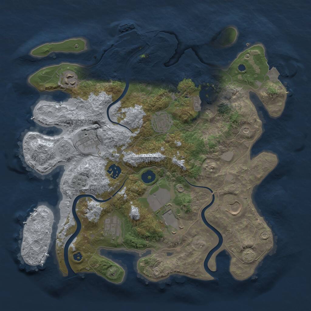 Rust Map: Procedural Map, Size: 3500, Seed: 1025640786, 14 Monuments