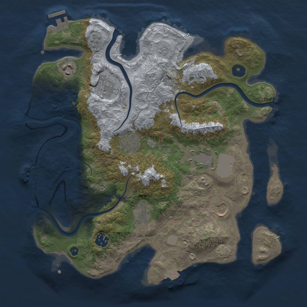 Rust Map: Procedural Map, Size: 3500, Seed: 75839597, 14 Monuments