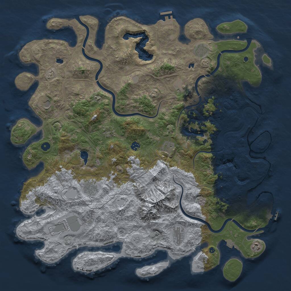 Rust Map: Procedural Map, Size: 5000, Seed: 1789739352, 17 Monuments